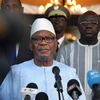 Tổng thống Mali Ibrahim Boubacar Keita trong ngày khánh thành trung tâm chỉ huy lực lượng chống khủng bố của các nước G5 Sahel ngày 9/9. (Nguồn: AFP/TTXVN)
