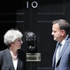 Thủ tướng Anh Theresa May (phải) và Thủ tướng Ireland Leo Varadkar trong cuộc gặp tại London, Anh ngày 19/6. (Nguồn: AFP/TTXVN)