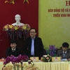 Bí thư Thành ủy Hà Nội Hoàng Trung Hải phát biểu tại buổi sinh hoạt đảng mở rộng với Đảng ủy xã Đại Đồng. (Ảnh: Nguyễn Thắng/TTXVN)