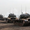  Xe quân sự Thổ Nhĩ Kỳ được triển khai tại Afrin, Syria trong chiến dịch chống các tay súng YPG, ngày 22/1. (Nguồn: THX/TTXVN)