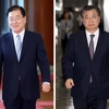 Giám đốc Cơ quan Tình báo quốc gia Suh Hoon (phải)và người đứng đầu Văn phòng An ninh quốc gia của Tổng thống Hàn Quốc, ông Chung Eui-yong (trái) sẽ tới Triều Tiên. (Nguồn: YONHAP/TTXVN)