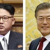  Nhà lãnh đạo Triều Tiên Kim Jong-un (trái) và Tổng thống Hàn Quốc Moon Jae-in (phải). (Nguồn: Kyodo/TTXVN)