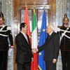 Chủ tịch nước Trần Đại Quang và Tổng thống Italy Sergio Mattarella trong chuyến thăm cấp Nhà nước tới Italia ngày 21/11/2016. (Ảnh: Nhan Sáng/TTXVN)