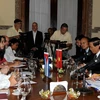 Phó Thủ tướng, Bộ trưởng Ngoại giao Phạm Bình Minh đã có cuộc hội đàm bên lề với Bộ trưởng Ngoại giao Cuba Bruno Rodriguez Parilla. (Ảnh: Lê Hà/TTXVN)