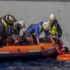 Người di cư được cứu trên Địa Trung Hải. (Nguồn: AFP/TTXVN)