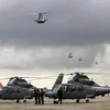  12 máy bay trực thăng (Z9) mua của Trung Quốc tại căn cứ Không quân Hoàng gia Campuchia ở Phnom Penh. (Nguồn: AFP/TTXVN)