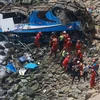 Hiện trường một vụ tai nạn xe buýt tại Peru. (Nguồn: AP)