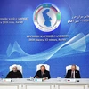 Lãnh đạo 5 nước vùng Biển Caspian tại lễ ký công ước về quy chế Biển Caspian ở Aktau, Kazakhstan ngày 12/8. (Ảnh: AFP/TTXVN)