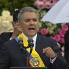  Tổng thống Colombia Ivan Duque tại lễ tuyên thệ nhậm chức ở Bogota ngày 7/8. (Ảnh: AFP/TTXVN)