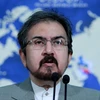 Người phát ngôn Bộ Ngoại giao Iran Bahram Qasemi phát biểu tại cuộc họp báo ở Tehran. (Ảnh: IRNA/TTXVN)