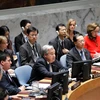 Tổng thư ký LHQ Antonio Guterres (giữa) phát biểu tại cuộc họp Hội đồng bảo an LHQ ở New York, Mỹ ngày 9/11/2018. (Ảnh: THX/TTXVN)