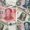 Đồng nhân dân tệ của Trung Quốc và đồng đôla Mỹ. (Ảnh: Kyodo/TTXVN)