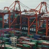 Các tàu hàng cập cảng container ở Tokyo, Nhật Bản ngày 19/2/2018. (Ảnh: AFP/TTXVN)