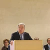 Tổng Thư ký LHQ Antonio Guterres phát biểu tại phiên khai mạc Khóa họp thứ 40 Hội đồng Nhân quyền LHQ, ngày 25/2 tại Geneva (Thụy Sĩ). (Ảnh: Hoàng Hoa/TTXVN)
