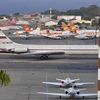 Máy bay Ilyushin Il-62M của Nga chở nhóm quân nhân và trang thiết bị quân sự tới Venezuela ngày 28/3. (Ảnh: AFP/TTXVN) 