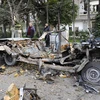 Hiện trường một vụ đánh bom ở Damascus, Syria, ngày 24/1/2019. (Ảnh: AFP/TTXVN) 