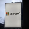 Biểu tượng của Microsoft tại Diễn đàn Kinh tế Thế giới 2019 ở Davos, Thụy Sĩ. (Ảnh: AFP/TTXVN) 