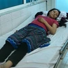 Chị Lý Thị Khu (20 tuổi, đang mang thai 18 tuần) bị ngộ độc Nấm đang được điều trị ở Bệnh viện Đa khoa tỉnh Lai Châu. (Ảnh: TTXVN)