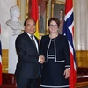 Thủ tướng Nguyễn Xuân Phúc hội kiến Chủ tịch Quốc hội Na Uy, bà Tone Wilhelmsen Troen. (Ảnh: Thống Nhất – TTXVN)