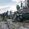 Hiện trường một vụ đánh bom ở Idlib, Syria, ngày 18/2/2019. (Ảnh: AFP/ TTXVN)