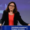 Ủy viên Thương mại Liên minh châu Âu (EU) Cecilia Malmstrom phát biểu tại cuộc họp báo ở Brussels, Bỉ. (Ảnh: AFP/TTXVN)