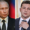 Tổng thống Nga Vladimir Putin (trái) và Tổng thống Ukraine Volodymyr Zelensky. (Ảnh: AFP/TTXVN)