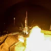 Tên lửa đẩy mang theo tàu vũ trụ Soyuz MS-12 của Nga rời bệ phóng tại bãi phóng Baikonur Cosmodrome ở Kazakhstan, ngày 14/3/2019. (Ảnh: AFP/TTXVN)