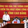 Chủ tịch UBND tỉnh Cao Bằng Hoàng Xuân Ánh báo cáo tại buổi kiểm tra. (Nguồn: moha.gov.vn)