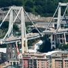 Phần còn lại của cầu cạn Morandi ở thành phố Genoa, Italy, ngày 27/6/2019. (Ảnh: AFP/TTXVN)
