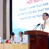 Phó Thủ tướng Vương Đình Huệ, Trưởng Ban Chỉ đạo đổi mới, phát triển kinh tế tập thể, hợp tác xã phát biểu kết luận hội nghị. (Ảnh: Dương Giang/TTXVN)