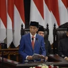 Tổng thống Indonesia Joko Widodo (thứ 2 phải) phát biểu tại cuộc họp Quốc hội ở Jakarta ngày 16/8. (Ảnh: AFP/TTXVN)