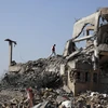 Cảnh tàn phá sau các cuộc không kích tại Dhamar, Yemen, ngày 4/9. (Ảnh: THX/TTXVN)