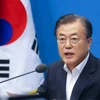 Tổng thống Hàn Quốc Moon Jae-in phát biểu tại cuộc họp ở Seoul ngày 2/8/2019. (Ảnh: Yonhap/TTXVN)