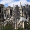 Nhà thờ Đức Bà Paris đang được tu sửa sau vụ hỏa hoạn. (Ảnh: THX/TTXVN)