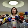 Thủ tướng Moldova Maia Sandu phát biểu với báo giới tại trụ sở Quốc hội ở Chisinau ngày 10/6/2019. (Ảnh: AFP/TTXVN)