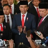 Tổng thống Indonesia Joko Widodo (giữa) phát biểu tại Jakarta, Indonesia, ngày 20/10/2019. (Ảnh: AFP/TTXVN)