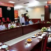 Trưởng ban Kinh tế - Ngân sách HĐND tỉnh Hải Dương Phạm Quang Hưng phát biểu tại buổi làm việc. (Ảnh: Mạnh Tú/TTXVN)