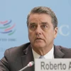 Tổng Giám đốc Tổ chức Thương mại thế giới (WTO) Roberto Azevedo phát biểu trong cuộc họp báo ở Geneva, Thụy Sĩ, ngày 2/4/2019. (Ảnh: THX/TTXVN)
