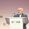 Ngoại trưởng Iran Mohammad Javad Zarif phát biểu tại diễn đàn Doha ở Qatar ngày 15/12/2019. (Ảnh: AFP/TTXVN)