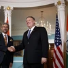 Ngoại trưởng Mỹ Mike Pompeo (phải) và Ngoại trưởng Ấn Độ Subrahmanyam Jaishankar tại cuộc gặp ở Washington D.C., Mỹ ngày 30/9. (Ảnh: THX/TTXVN)