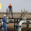Công nhân làm việc tại một mỏ dầu ở thị trấn Nassiriya, miền Nam Iraq. (Ảnh: AFP/TTXVN)