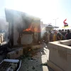Người biểu tình gây bạo loạn bên ngoài Đại sứ quán Mỹ tại Baghdad ngày 31/12/2019. (Ảnh: THX/TTXVN)