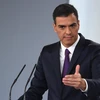 Thủ tướng Tây Ban Nha Pedro Sanchez phát biểu trong cuộc họp báo tại Madrid. (Ảnh: AFP/TTXVN)
