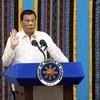Tổng thống Philippines Rodrigo Duterte phát biểu tại Manila. (Ảnh: AFP/TTXVN)