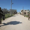 Binh sỹ Thổ Nhĩ Kỳ được triển khai tại làng al-Nayrab, cách thành phố Idlib ở tây bắc Syria 14km về phía đông nam, ngày 20/2/2020. (Ảnh: AFP/TTXVN)