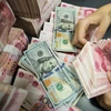 Kiểm đồng 100 Nhân dân tệ tại một ngân hàng ở tỉnh Giang Tô, Trung Quốc. (Ảnh: AFP/TTXVN)