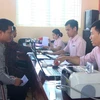 Điểm giao dịch Ngân hàng Chính sách xã hội tại xã Đồng Lợi, huyện Triệu Sơn, Thanh Hóa. (Ảnh: Khiếu Tư/TTXVN)