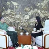 Thiếu tướng Tô Ân Xô, Chánh Văn phòng kiêm người phát ngôn Bộ Công an Việt Nam tại buổi trả lời phỏng vấn. (Ảnh: Phương Hoa/TTXVN)