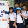 Dự án tuyên truyền "Nói không với Fake News" của Thông tấn xã Việt Nam đã tiếp tục lan tỏa tới các học sinh vùng đất sen hồng Đồng Tháp. (Ảnh: Bùi Như Trường Giang/TTXVN)