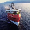 Tàu thăm dò Oruc Reis ở ngoài khơi thành phố Antalya (Thổ Nhĩ Kỳ), trên Địa Trung Hải, ngày 12/8/2020. (Ảnh: AFP/TTXVN)